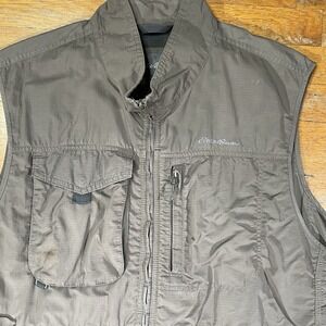 Eddie Bauer Men's Travex Vest XL Hiking/Outdoor/Fishing/Travel Tan Ripstop
